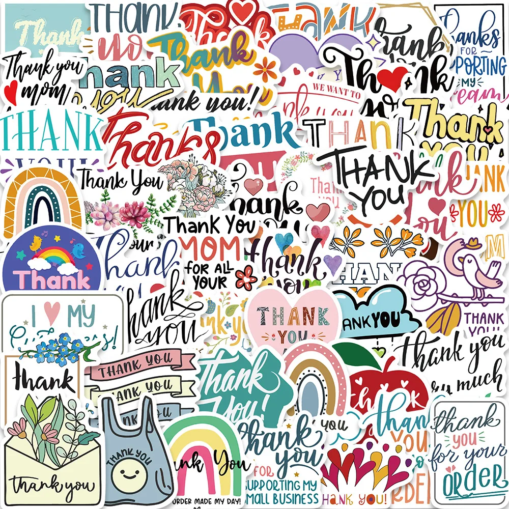 

10/30/50PCS Thank you Inspirational Waterproof Stickers DIY Motorcycle Travel Luggage Skateboard Cartoon Graffiti Sticker Toy