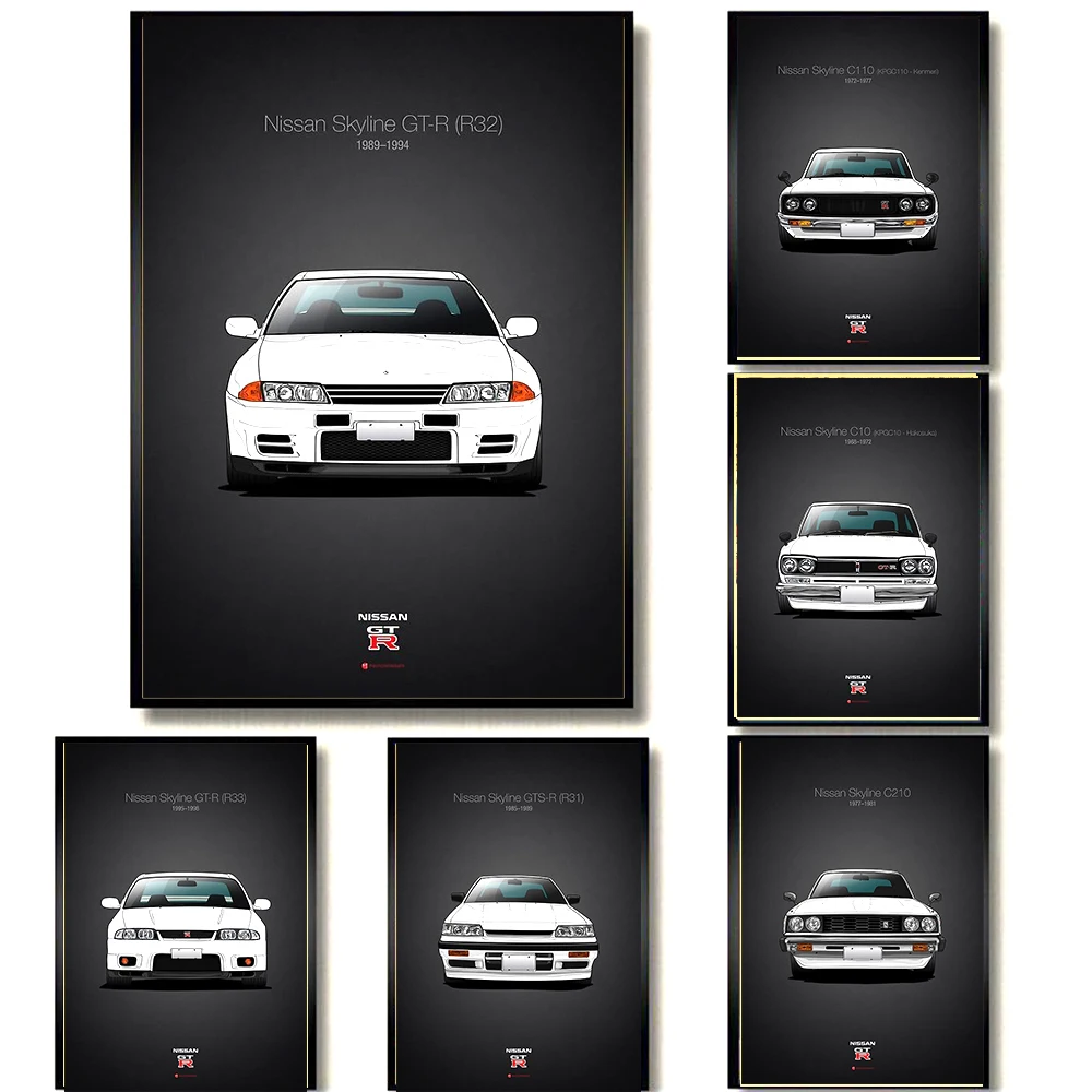 

Nissan Skyline GTR R30-34 современный всемирно известный автомобиль Картина на холсте плакаты настенные картины для гостиной украшение для дома