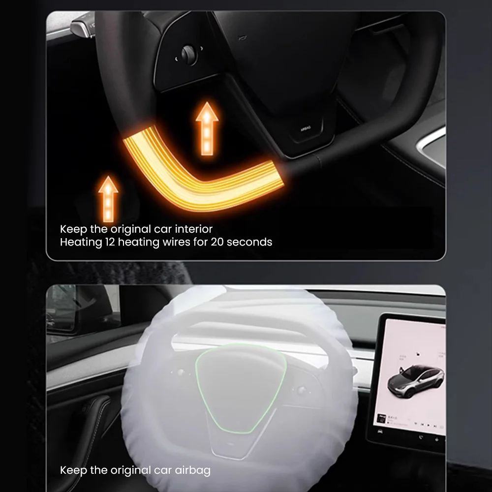 Фото Персонализированный спортивный руль для Tesla Model 3 Highland/Y L/Y Juniper из премиальной кожи Nappa с карбоновыми вставками и подогревом №3