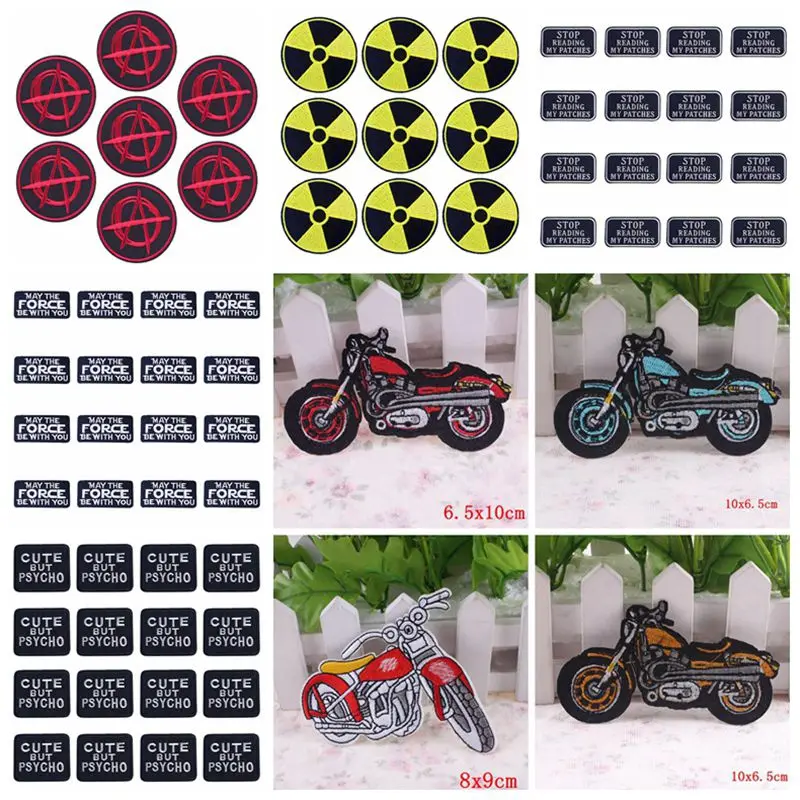 

Prajna 10PCS Iron On Patches DIY Motorcycle Patch Stripes Punk Applique Embroidered Patches for Clothing Thermoadhesive Patches