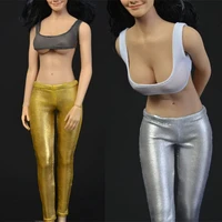 16 scale famele sexy short vest tight pu leather pencil pants model for 12inch action figure body model