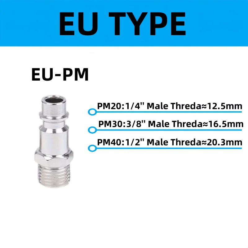 

Фитинг ЕС PM20 PM30 PM40 Европейский стандарт ЕС Европейский тип Быстроразъемный соединительный соединитель для воздушного компрессора
