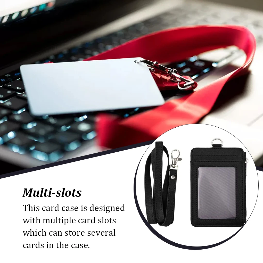

Neck Strap ID Card Holder Multi-purpose Badge Credit Pass Cards Case Multi-slots Cover Accessory School Student Office