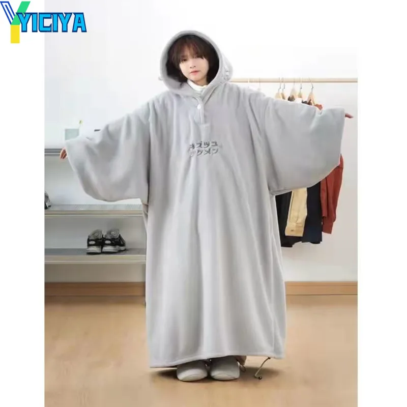 YICIYA Women Hoodies Oversized Fleece Blanket Hoodie Plush Sweatshirt Women Tops Long Sleeve TV Blanket Winter Warm Thick Hoodie