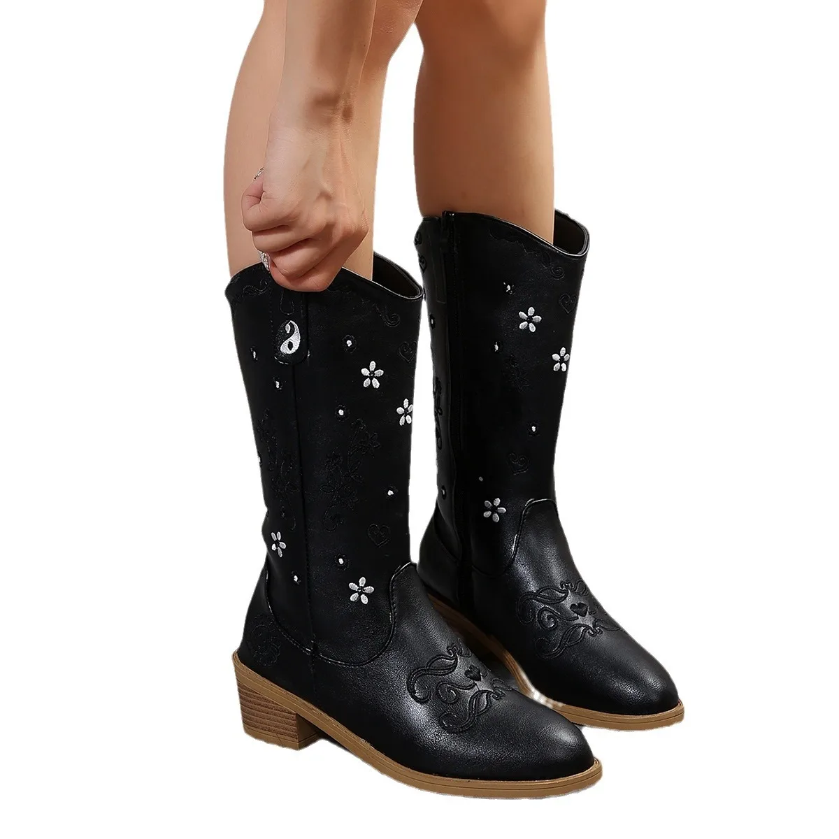 Ботинки с острым носком джинсовая женская обувь зимняя женские пуанты