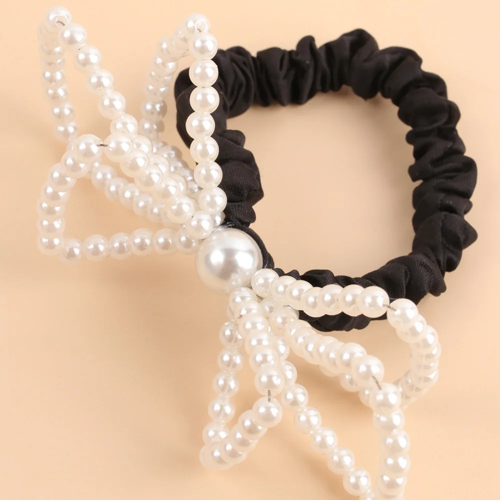 

Pearl Cheer Bow Elastic Rubber Bands Hair Rope Vintage Bowknot Side Clips for Women Girls Cute Barrettes Luxury Hair Accessories