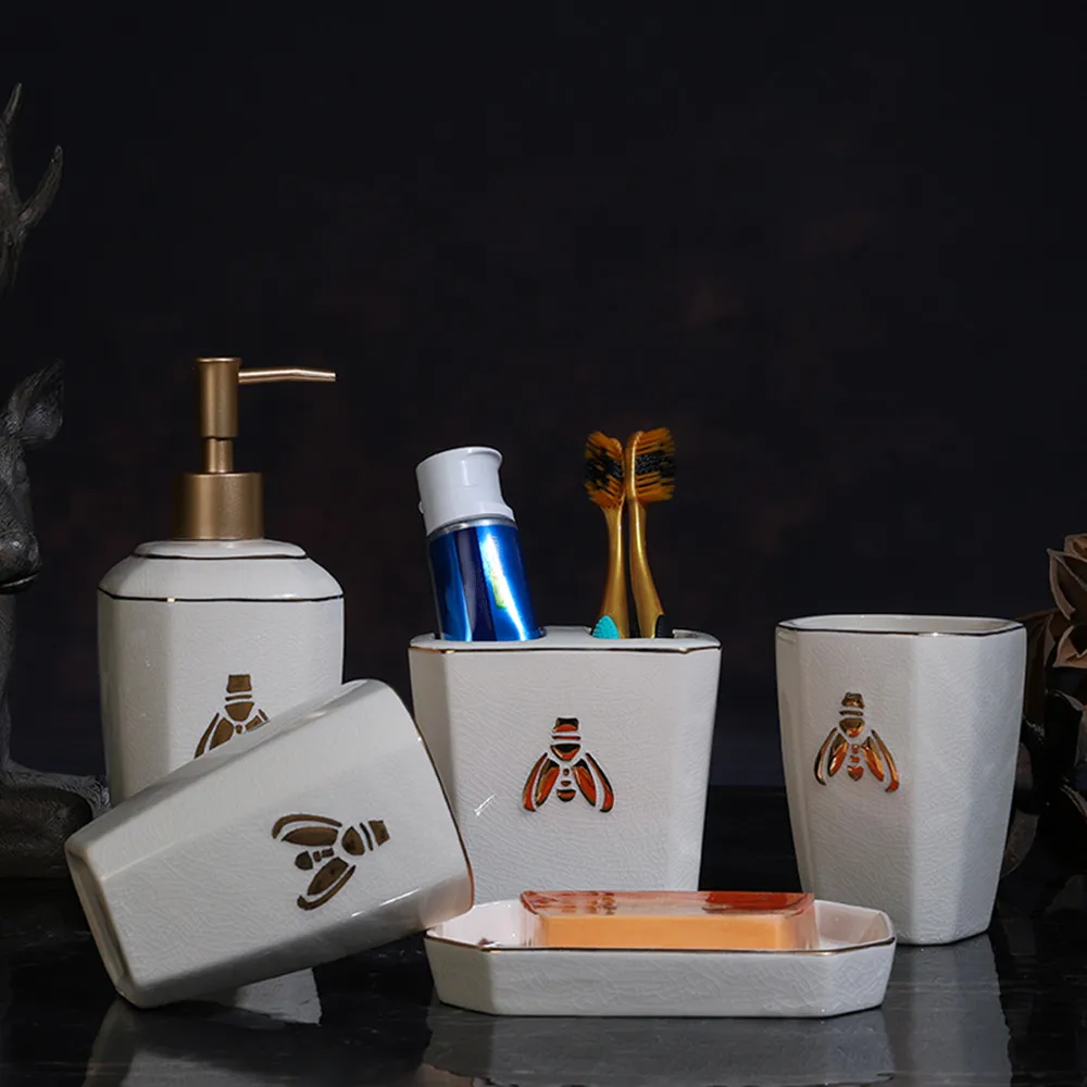 

Набор керамических принадлежностей для ванной комнаты в европейском стиле, Диспенсер жидкого мыла, держатель для бумаги, аксессуары для ванной комнаты