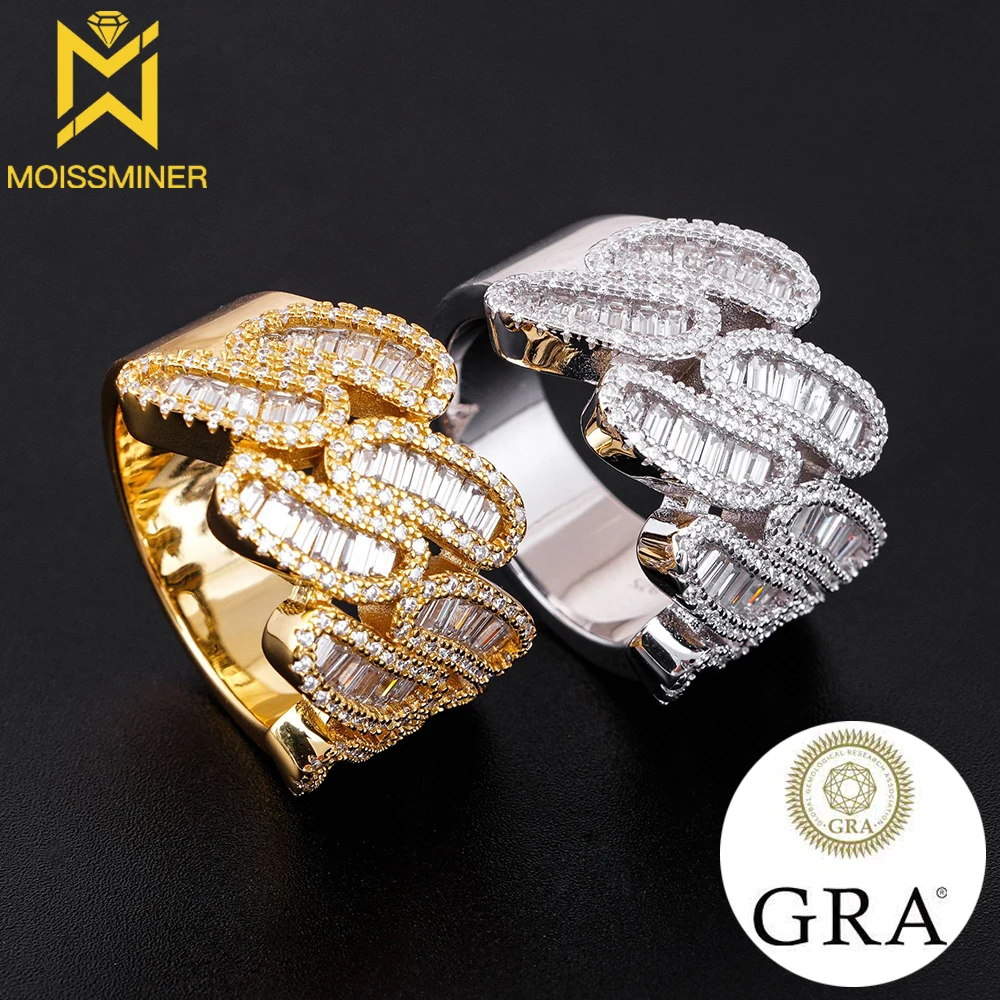 Chain Moissanite Rings For Women S925 Silver Wedding Ring Finger Jewelry Men Pass Tester Free Shipping