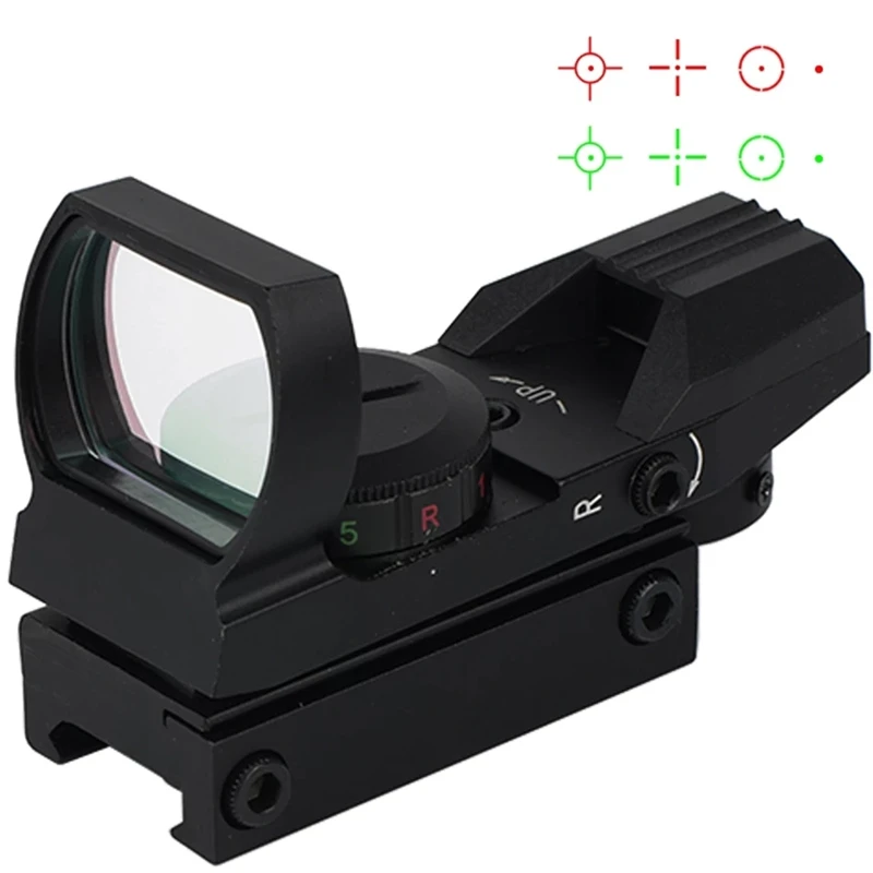 

1X22X33 20mm Red Green Dot Gun Rail Riflescope Hunting Optics Holographic Reflex Sight 4 Reticle Tactical Scope Collimator Sight