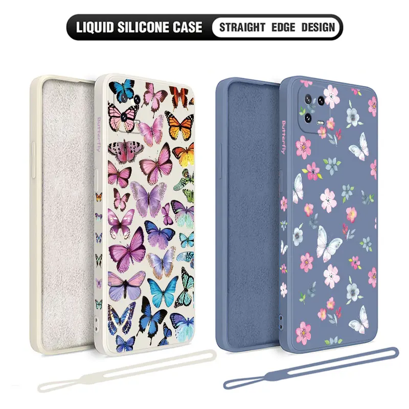 

Fresh Flower Butterfly Phone Case For Xiaomi Mi 13 12 12T 12S 11 11T Ultra 10 10T 9 9T 9SE 8 Pro Lite 5G Liquid Silicone Cover