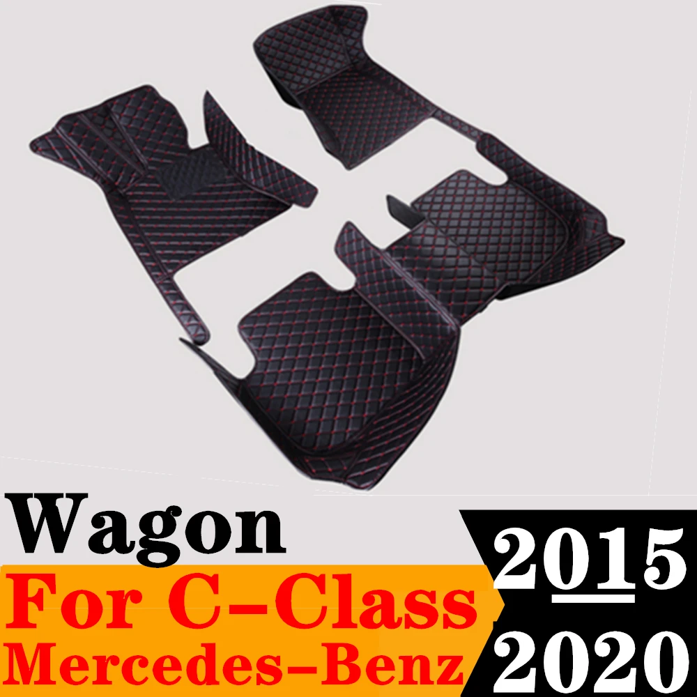 

Sinjayer Waterproof Leather Custom Fit Car Floor Mats Front & Rear FloorLiner Carpet For Mercedes-Benz C Class Wagon 2015-2020