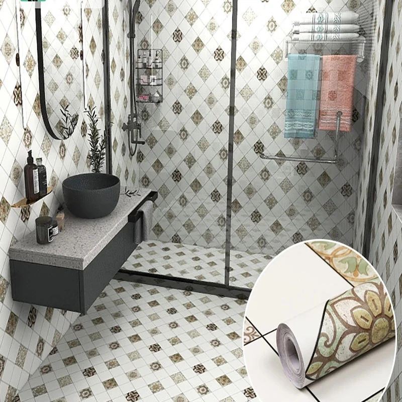 

Bohemian Stickers Flower On Wood Desk Cover Wallpaper Mural Wall Print Decal Kitchen Decor Cabinet Photo Home Living Room