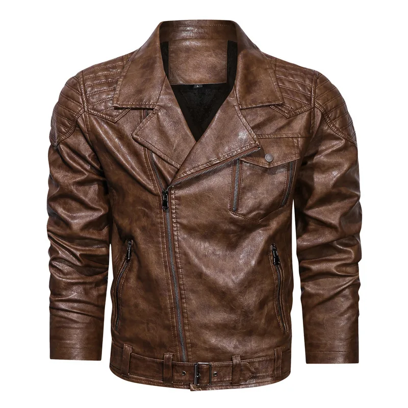 

Autumn/Winter Men's PU Leather Jacket Racing Motorcycle Wear Code Lapel Leather Coat