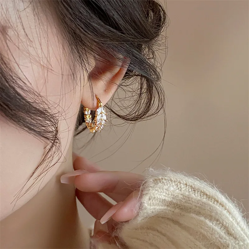 WAKA циркониевое кольцо из пшеницы с пряжкой для ушей женщин легкие роскошные