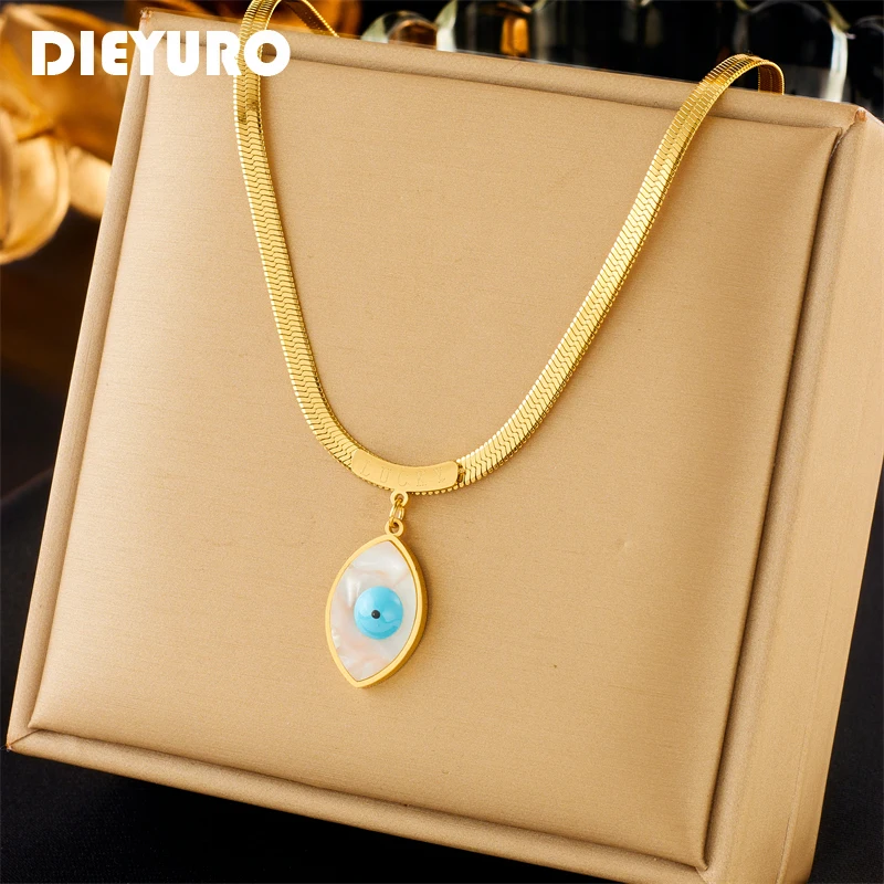 

DIEYURO 316L Stainless Steel Eye Pendant Necklace For Women Girl New Trend Snake Clavicle Chain Non-fading Jewelry Gifts Collier