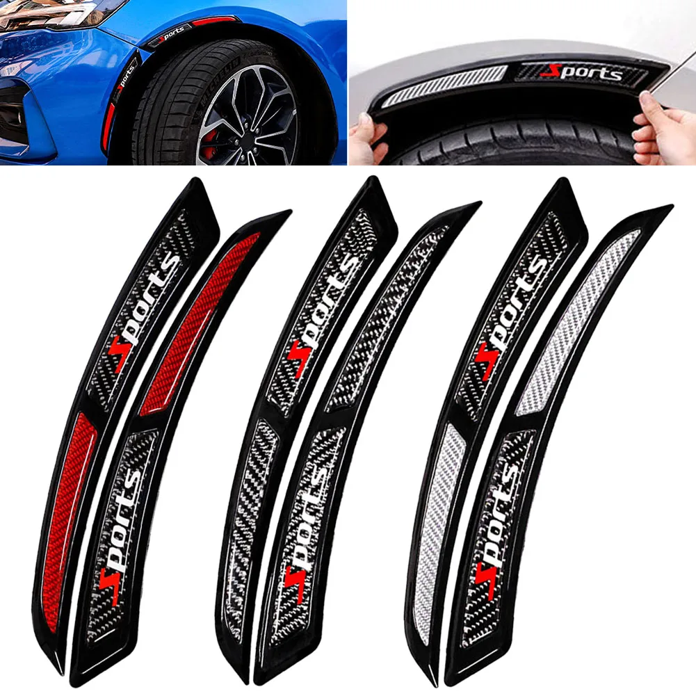 

1Pair Car Wheel Eyebrow Universal Self Adhesive Fender Flare Protector Anti-Collision Arc Trim Lip Strips Carbon Fiber Stickers