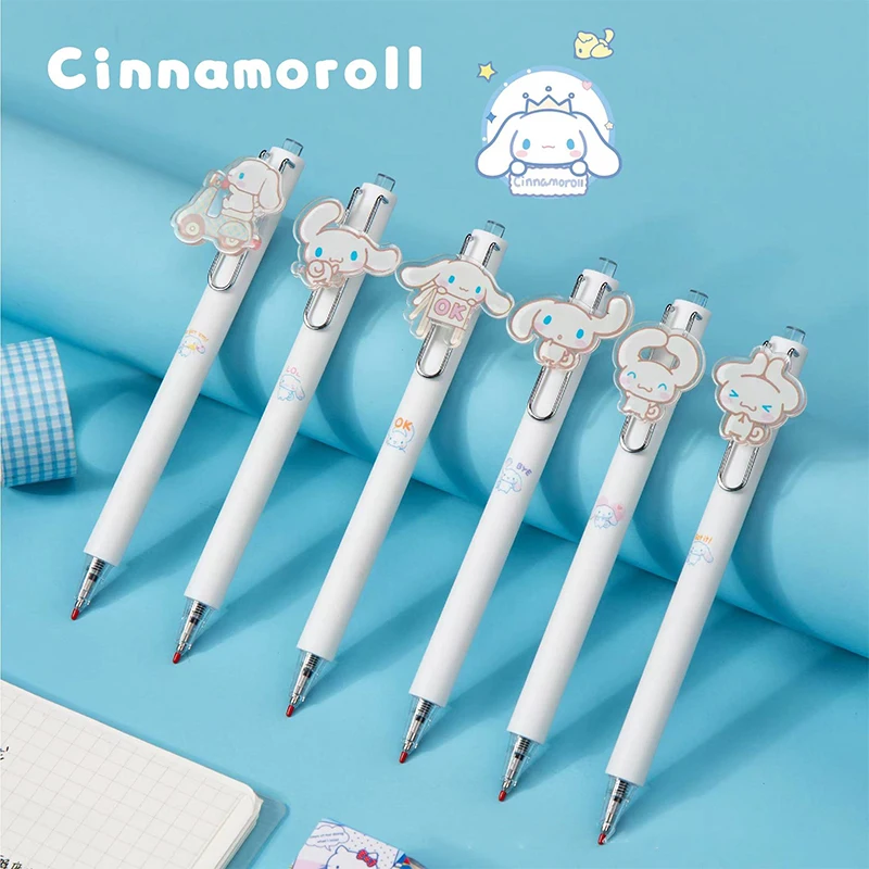

Anime Sanrio Cinnamoroll Neutral Pen Kawaii Cartoon Pattern Press Gel Pen Student Study Stationery Practice Homework Toy Girls