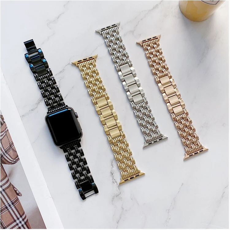 

Luxury Stainless Steel Hollow Link Watch Band for Apple Watch 7 6 5 4 SE Wrist Strap for iWatch 38 42 40 44 41 45mm