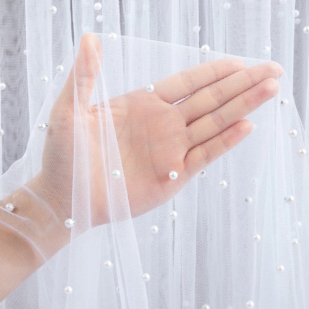 

Жемчужная скатерть, объемная дорожка для стола, жемчужная вуаль, кружевная тюлевая ткань для свадебной церемонии, вечеринки, украшения для свадебного душа