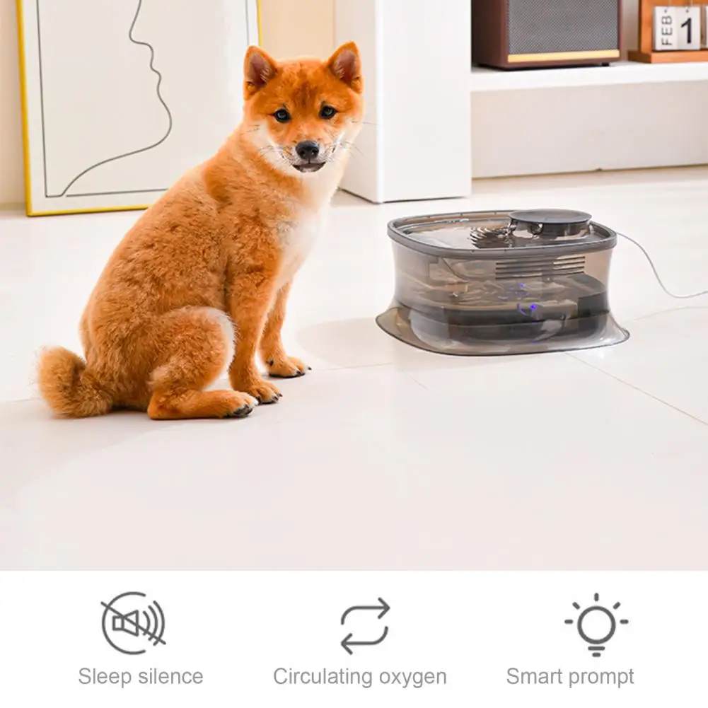 

Безопасный дозатор воды для домашних животных, эффективный многослойный дозатор воды для фильтрации домашних животных, стимулирует увлажнение, низкий уровень шума, Usb для собак