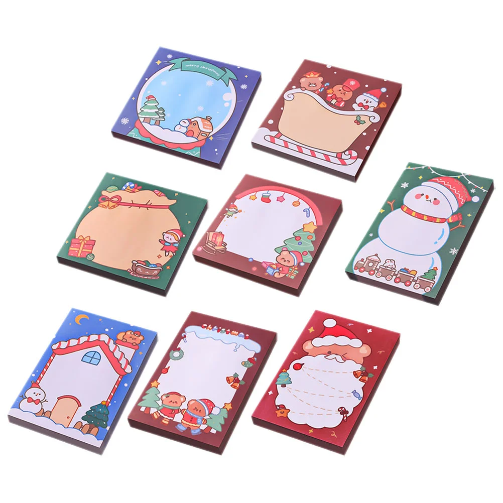

8 Pcs Portable Christmas Sticky Notes Office The Gift School Memo Pad Paper Compact
