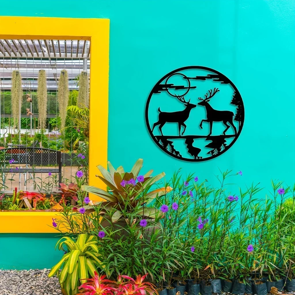 Металлический олень домашнее искусство луна гора настенное украшение гостиная