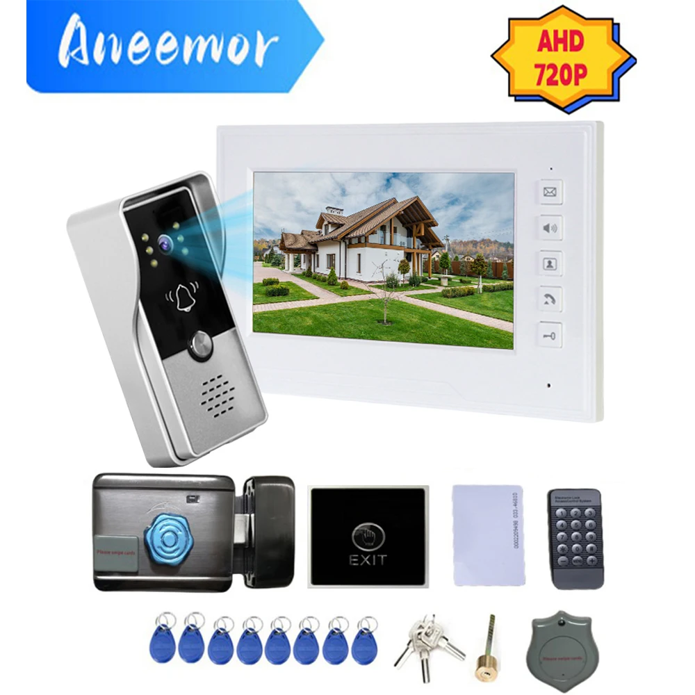 7 Inch Wired Video Intercom with Electric Lock 720P Home Security Entry Access Control System Video Door Phone for Villa enlarge