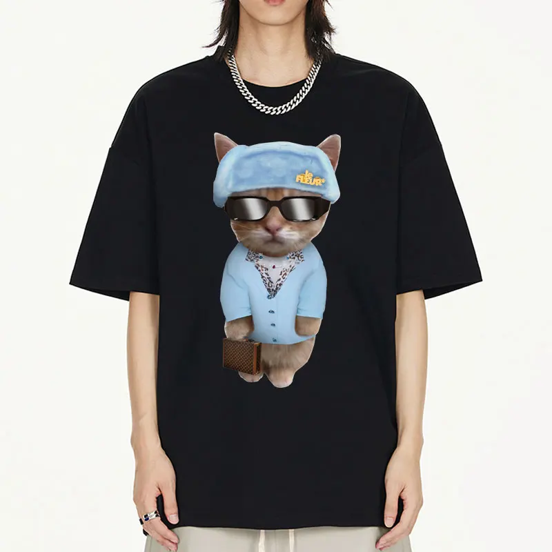 

Hot Funny El Gato Sad Crying Cat Munchkin Kitty Meme Trendy Graphic T-shirt Fashion Short Sleeve T Shirt Men Women's Streetwear
