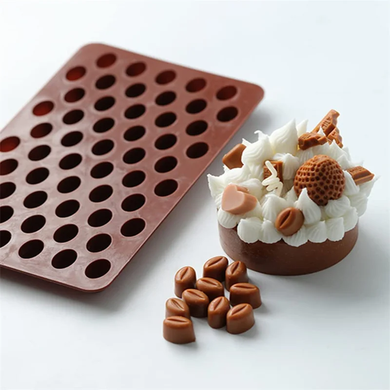 

4 Pack 55 Mini Coffee Beans Mold Silicone for Chocolate Candy Ice Cube Jelly Pill Making Dog Treat Bakeware Baking Cake Mold