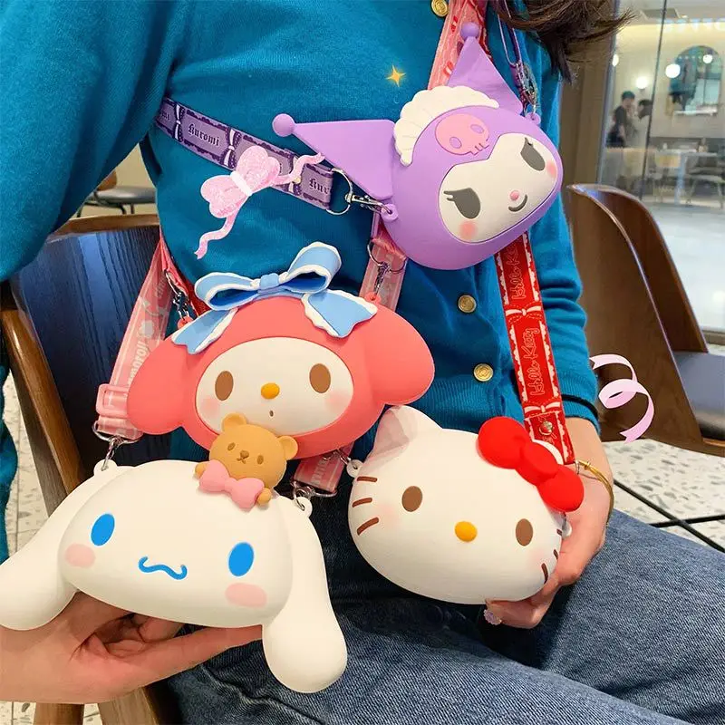 

NEW Kawaii Sanriod Hello Kitty Mini Silica Gel Bags Cute Cartoon Cinnamoroll Kuromi Melody Coin Purse Girl&Child Holiday Gifts