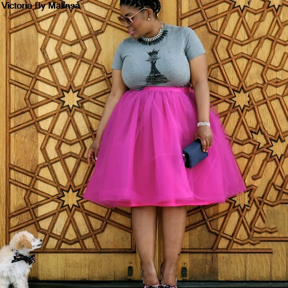 Custom Fashion Pink Tulle Skirt Vintage Midi Pleated Skirts Womens Lolita Petticoat falda Mujer saia jupe Secret Plus Size 5XL