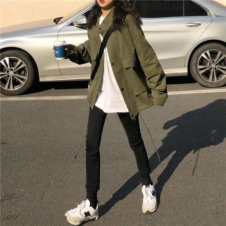 

GWW0796 2022 New BF Style Loose Workwear Coat Women's Autumn Fashion Salt Long Sleeve Jacket Top