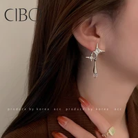 silver needle diamond star earrings trend exaggerated design sense metal wind earrings personality trendy fashion earrings women