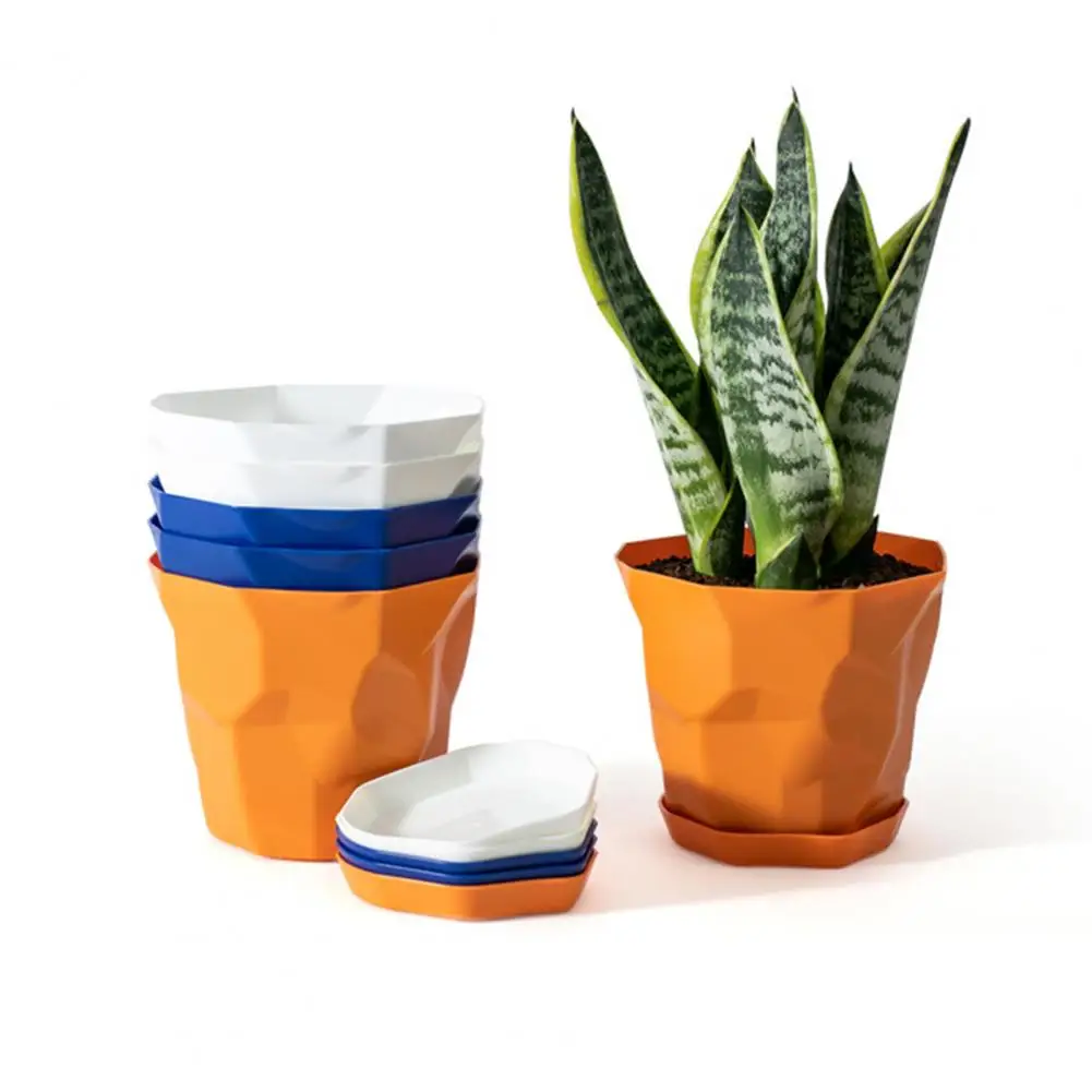 

Flowerpot with Tray Plant Pot Nordic Style Plastic Flower Planter