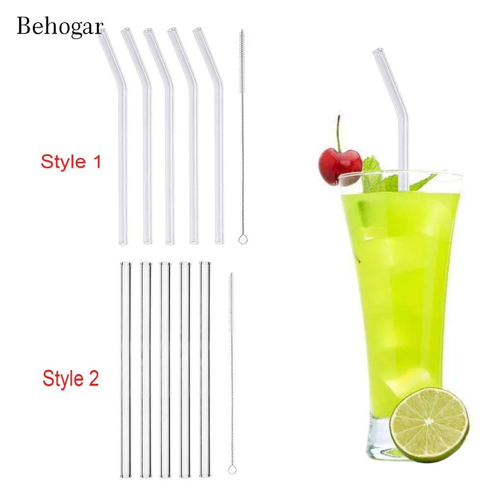 

Behogar 5 шт. 180x8 мм прозрачный питьевой Стекло соломкой 1 шт. Чистящая Щетка для бара питьевой холодной местного населения поможет скорректиров...
