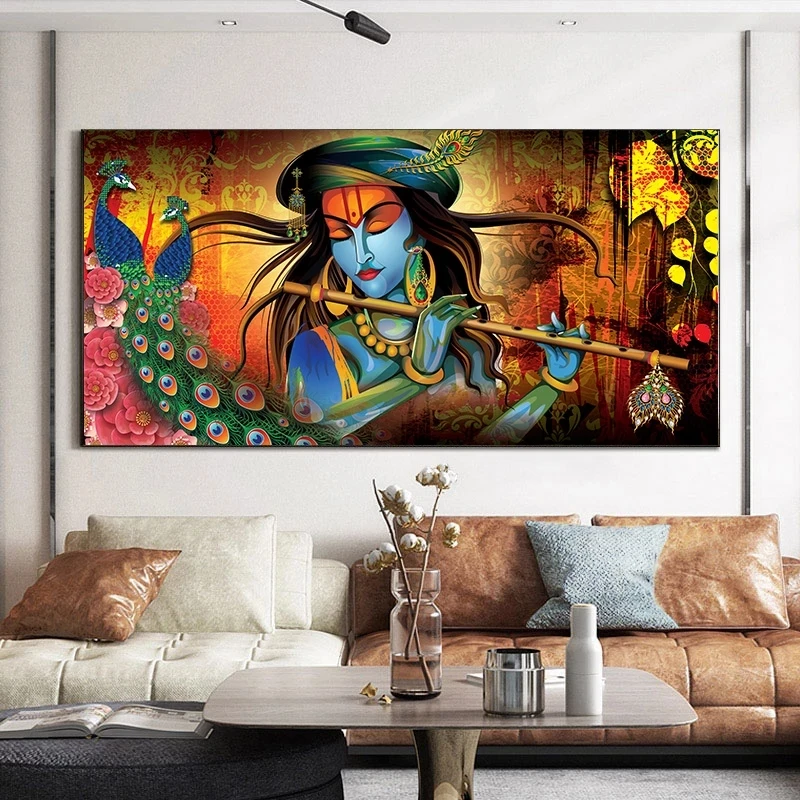 Настенная картина Кришна в скандинавском стиле абстрактный рисунок на холсте