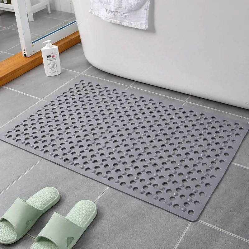 

Non Slip Floor Mat Hollowed Out TPR Bathroom Bathtub Mat Simple Modern Tasteless Soft Thickened Durable Floor Mat With Suction