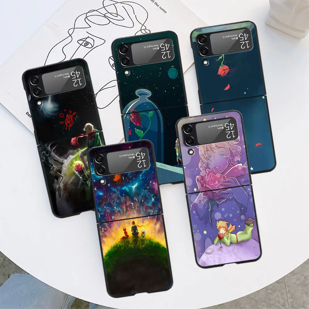 

Чехол Little Prince And Fox для Samsung Galaxy Z Flip 3 4 5G Flip4 Flip3, черный твердый чехол для телефона из поликарбоната Zflip3 Zflip4, защитный чехол