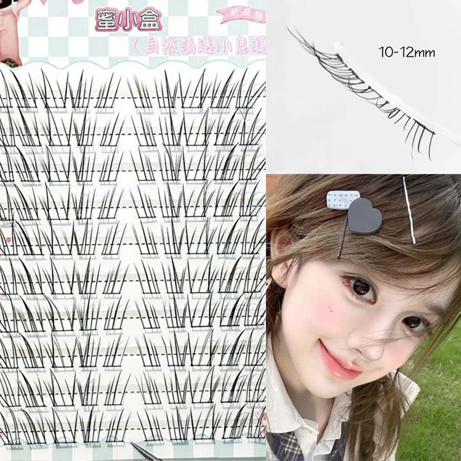 Фото Накладные ресницы Natural Deer Look, 6/10 рядов, 10-12 мм, смешанная длина, C-изгиб, легкие, комфортные, для ежедневного макияжа и фотосессий №4