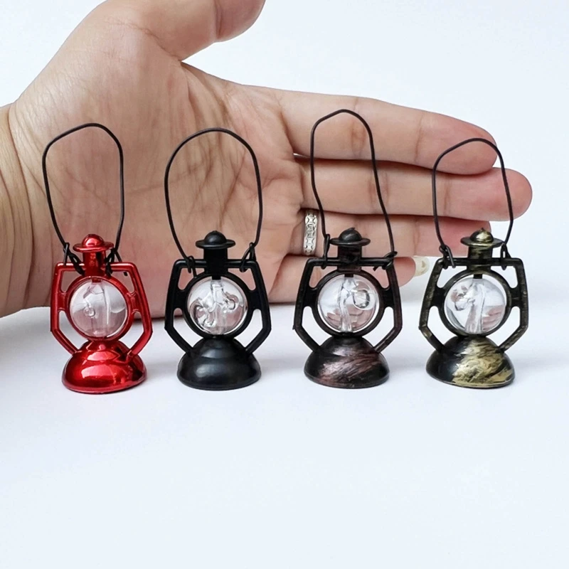 

HUYU Miniature Kerosene Hurricane Lamp Play House Toy Mini Candle Stick Lantern Accessory for 1:12 Dollhouse Furniture Toy