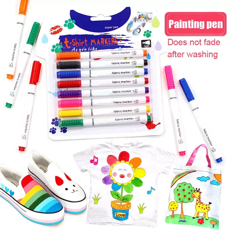 

Fabric Markers Pens Permanent Paint Marker Fabric Pen 8 Colors Art Markers for Clothes Canvas T-shirt Shoes Paint Markers Pens