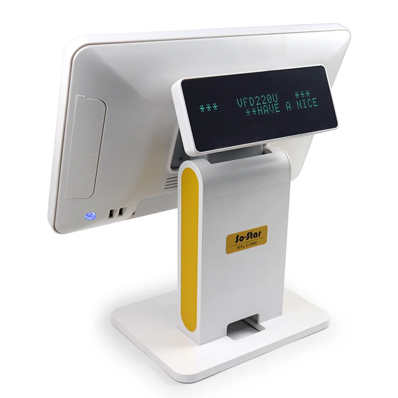 Кассовый аппарат на Windows POS-терминал с сенсорным экраном 15,6 дюйма и дисплеем VFD (двойные линии 40 символов) для ресторанов и отелей