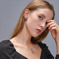 new set jewelry temperament simple full diamond snowflake necklace for women snowflake earrings valentines day girls gift