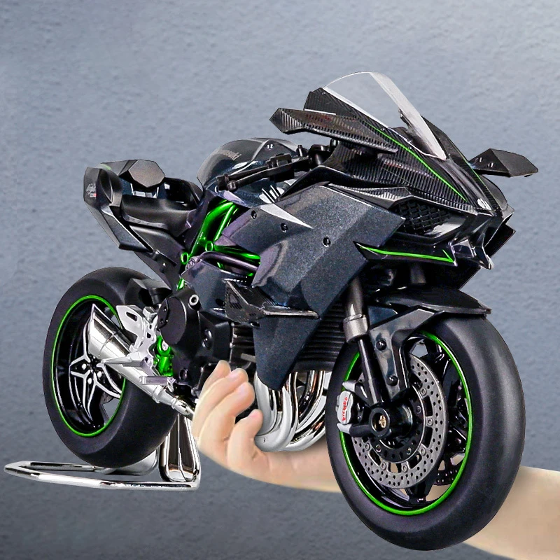 

Модель мотоцикла в масштабе 1:9 Kawasaki H2R Ninja, литые под давлением модели мотоцикла, Коллекция игрушечных автомобилей со звуком и фотоинтерьером, внедорожник, игрушечный автомобиль