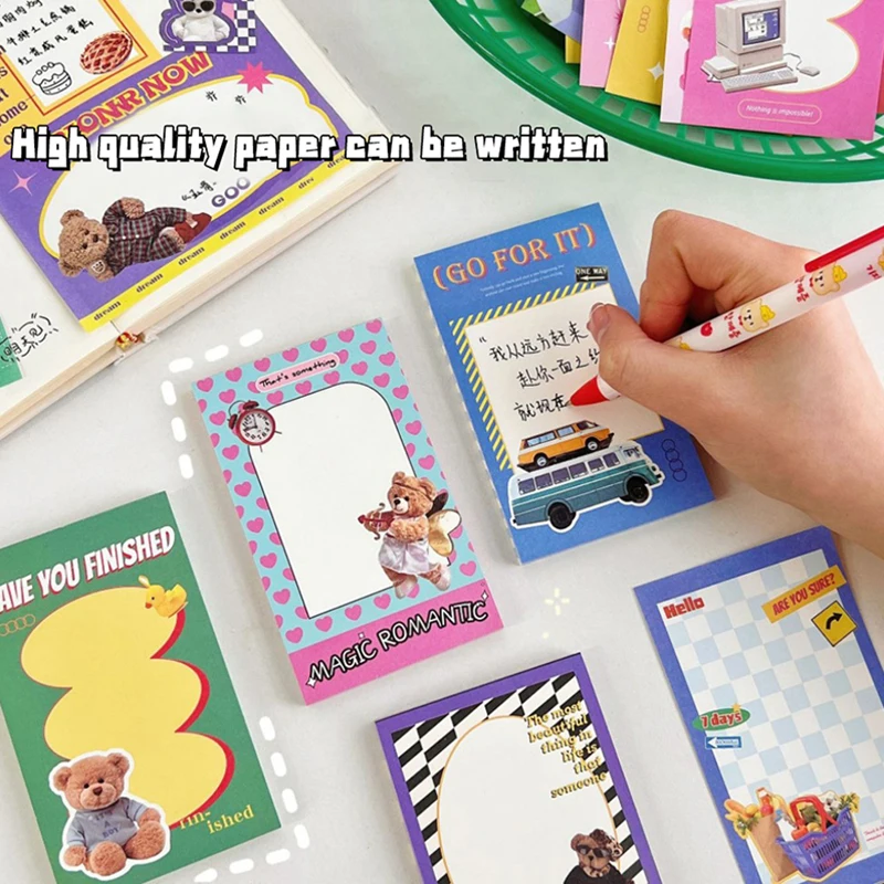

160 Sheets Korean Ins Retro Bear Memo Pad Cute Stationery N Times Sticky Notes Portable Notepad School Office Supply