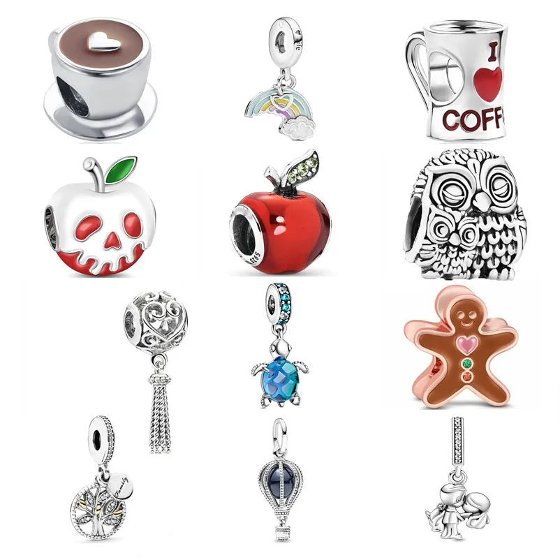 Новинка Кофейная Сова яблоко семейное дерево Подвеска Шарм Бусина Подходит для