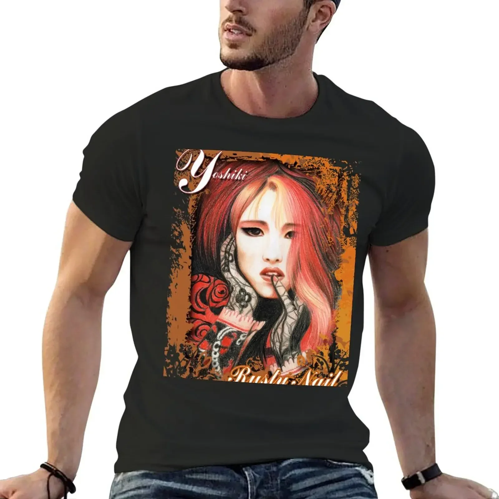 Футболка Rusty Nail (Yoshiki) с рисунком аниме футболки рэпера мужская одежда