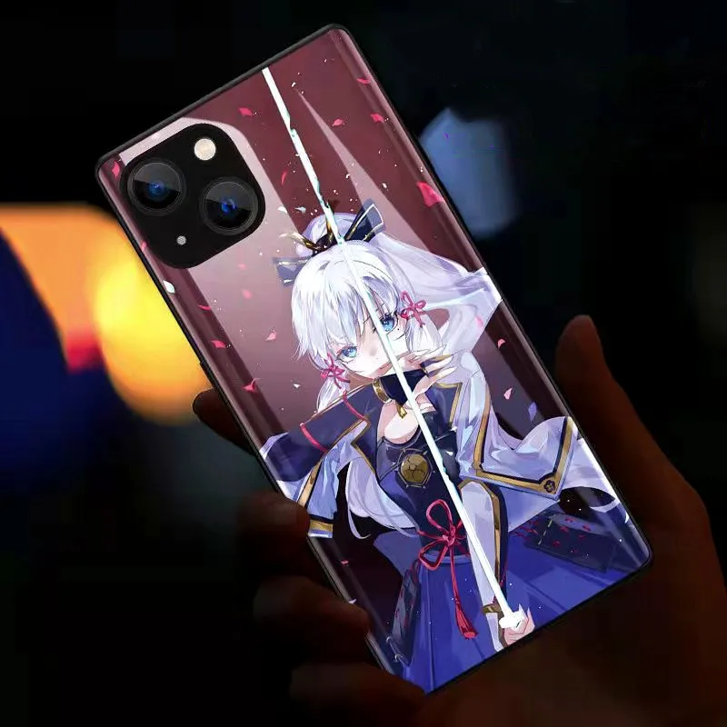 Светящийся стеклянный чехол со светодиодной вспышкой для iphone 13 12 11 Pro Max 6 7 8 Plus X Xs Xr