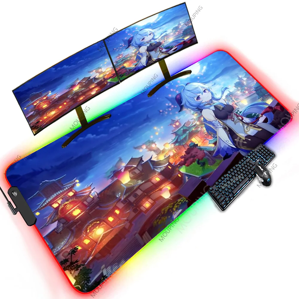 

Genshin Anime Game Mouse Pad Kawaii 100x50 XXXXL Desk Extended Oversized Backlit Rgb Cheapest Stuff Free Shipping Sexy Chest Mat