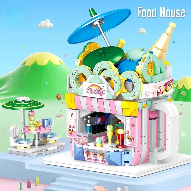 

Детский игровой набор «Строительный магазин», городской креативный уличный вид, модель для мороженого, мини-блок, праздничный подарок для к...